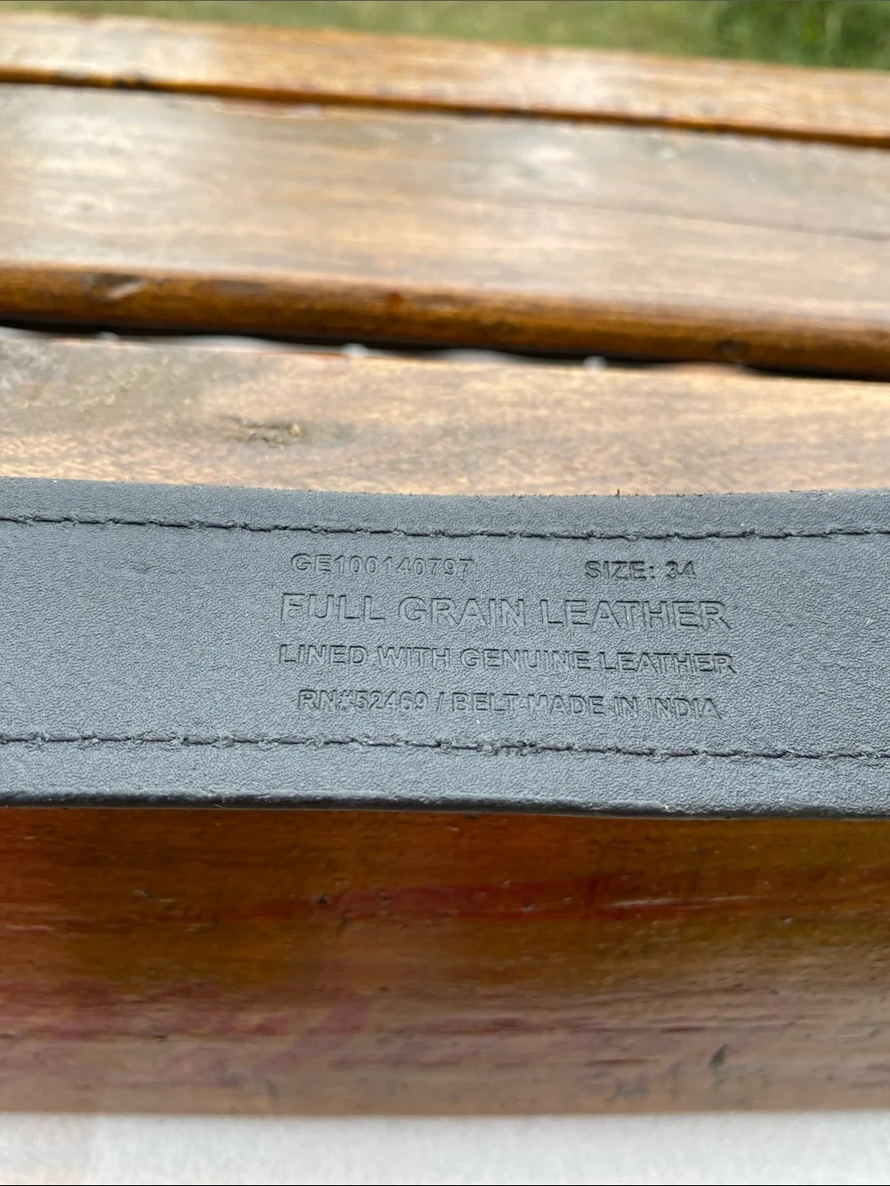 Heavy-Duty Black Full Grain Leather Belt Men's Size 34 - Durable Everyday Style